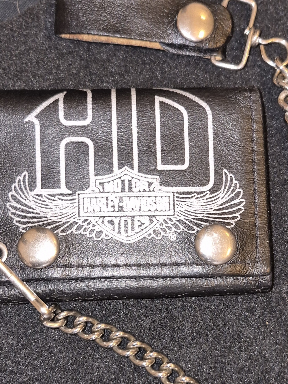 Harley-Davidson Black Trifold Wallet with Chain